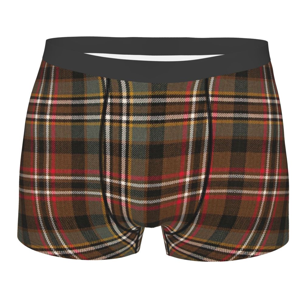Black Watch Tartan Boxer Shorts for Men in Lycra and Polyester
