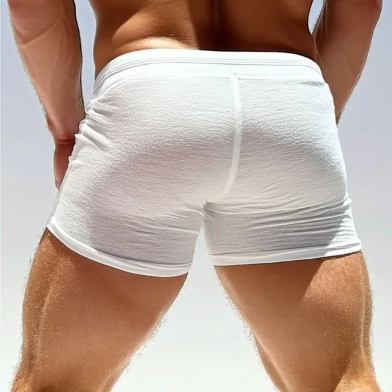 Sexy Lace-Up Mens Shorts Comfortable Home Fitness Short Boxer for Men Casual Sports Boxershorts Breathable Stylish Loungewear