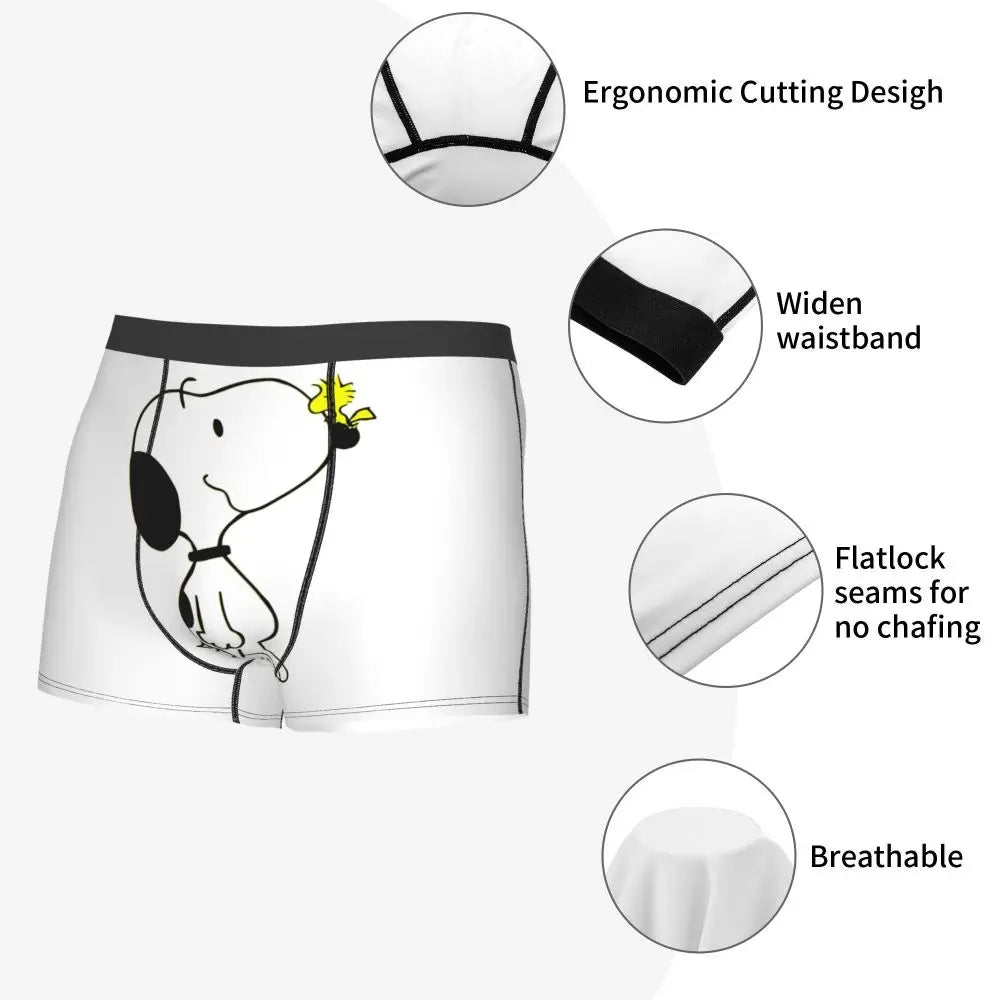 Snoopy Boxer Briefs for Men - Giggle Print Polyester Blend