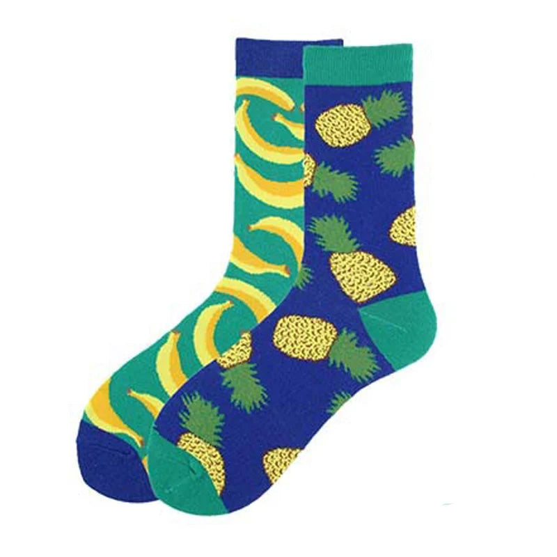 Men's Harajuku socks with print Funny AB asymmetric fashion colorful skateboard socks Happy Business Socks