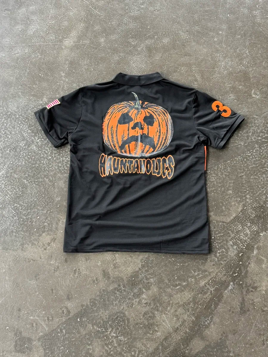 Haunted Mound Pumpkin Head Embroidered T-Shirt