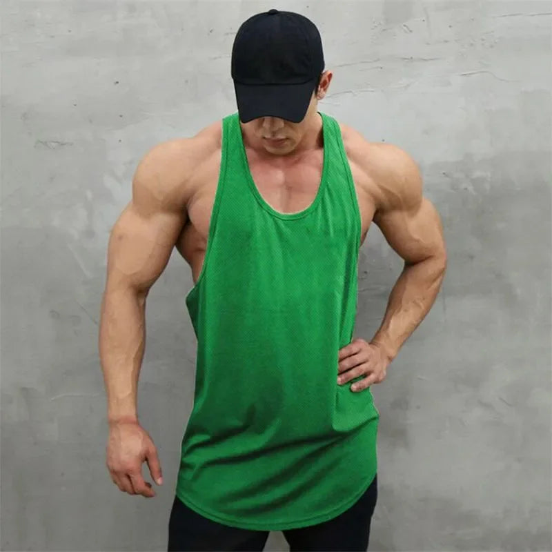 New Summer Brand Vest Mesh Gym Clothing Mens Tank Tops Sleeveless Shirt Bodybuilding Equipment Fitness Men's Stringer Tanktop
