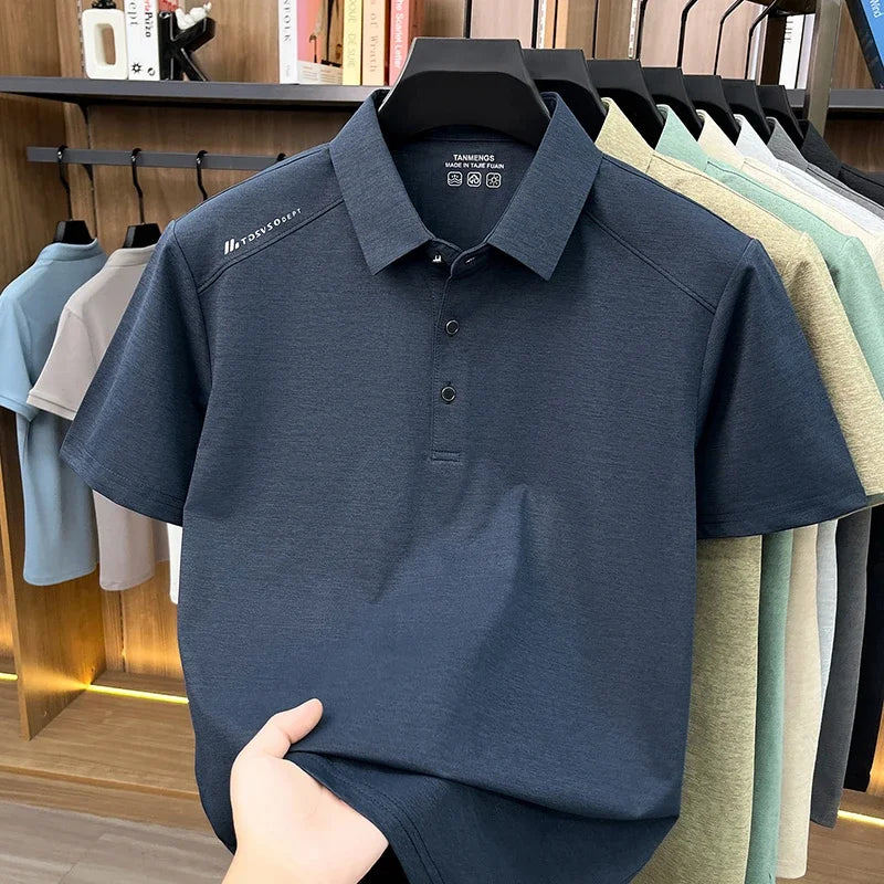 Mens Modern Polo T Shirt Short Sleeve Slim Fit Design Tops Suitable For Business Casual And Daily Wear
