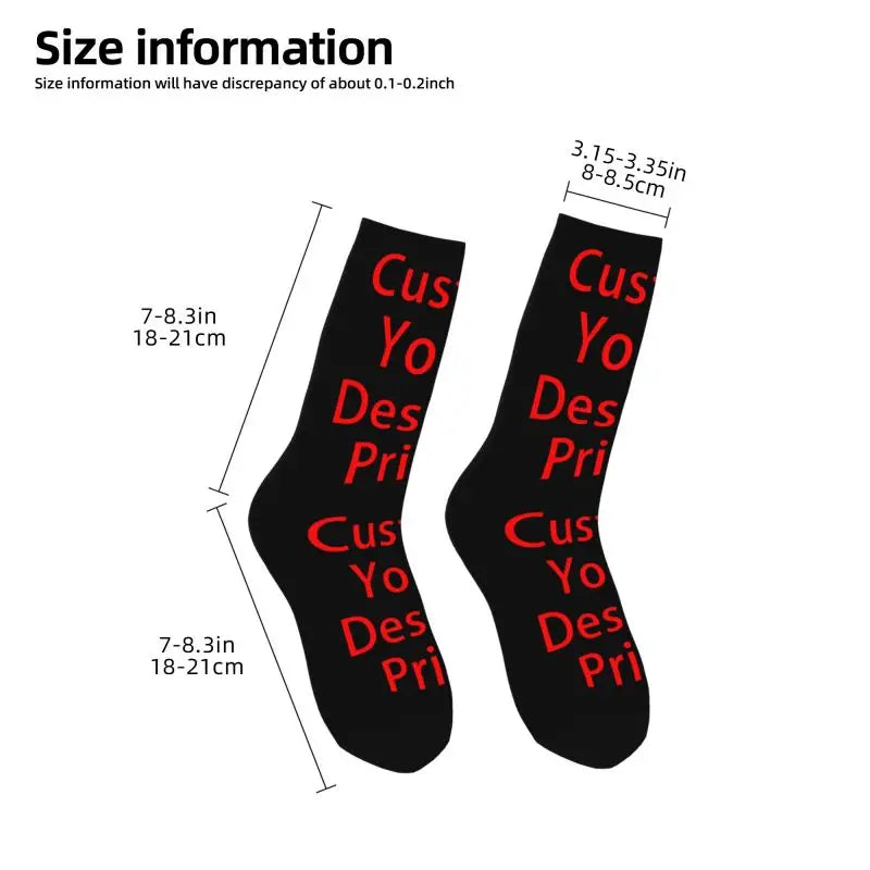 Custom Your Design Socks Women Men Warm 3D Printing Customized Logo Printed Football Sports Socks