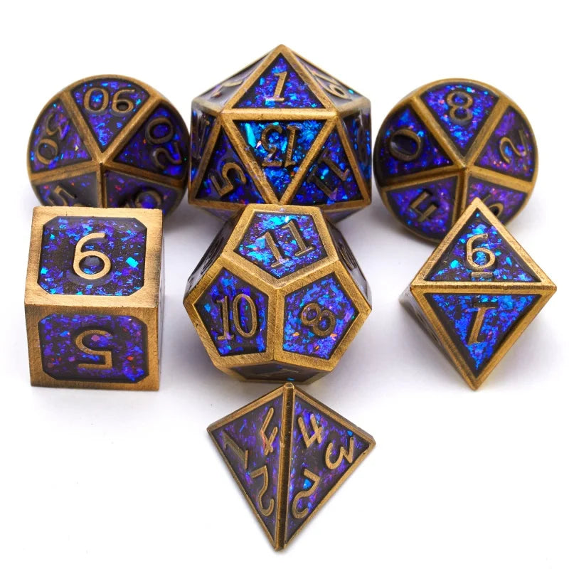 DND Metal Dice Set for Dungeons & Dragons, 5e, RPG Board Game, Tabletop Role Playing,7 Pcs