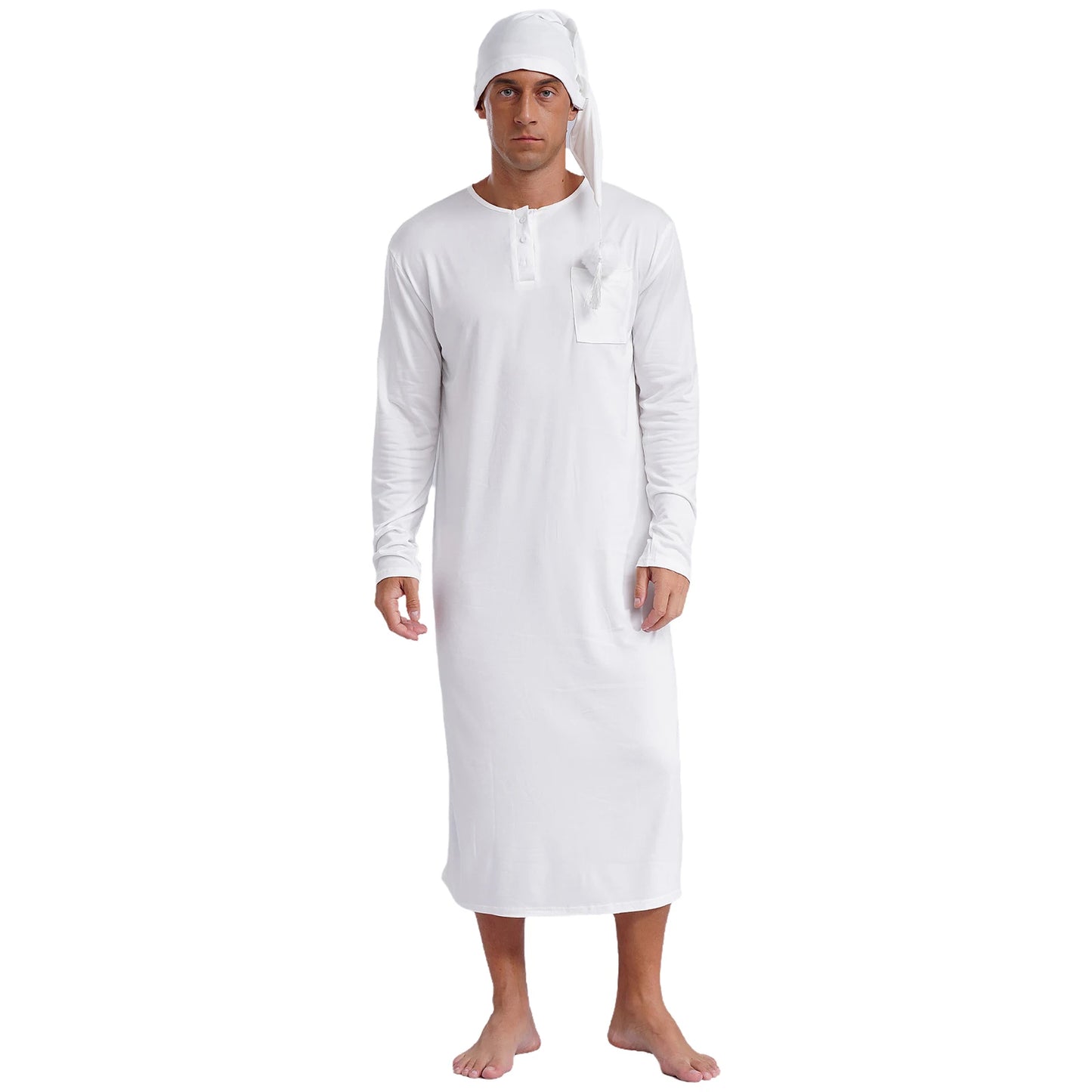 Men's Long Sleeve Sleep Robe with Hat