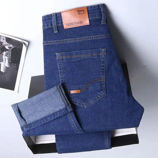 Men's Straight Jeans Comfortable Business Denim Pants