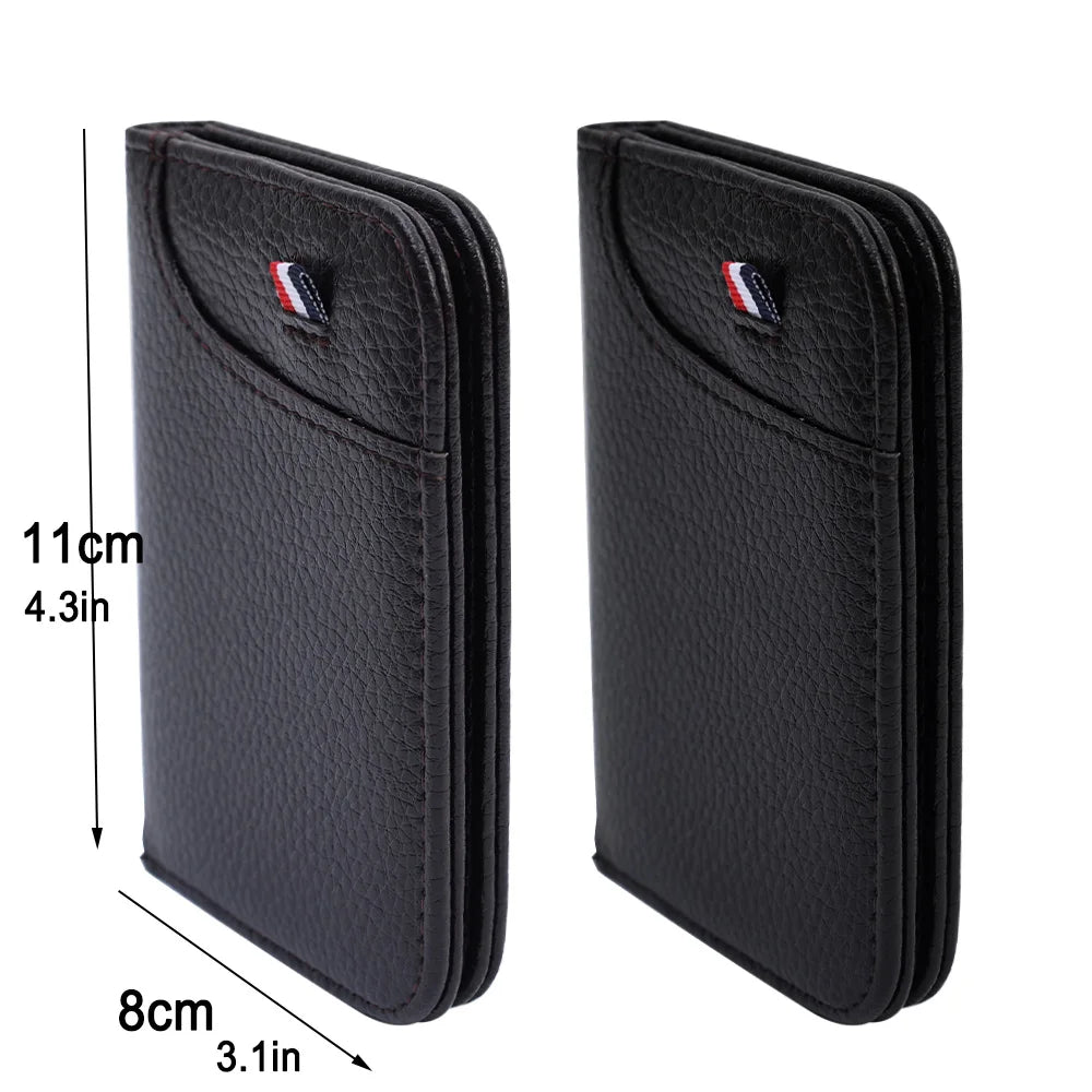 Portable Super Slim Soft Wallet Leather Mini Credit Card Wallet No Zipper