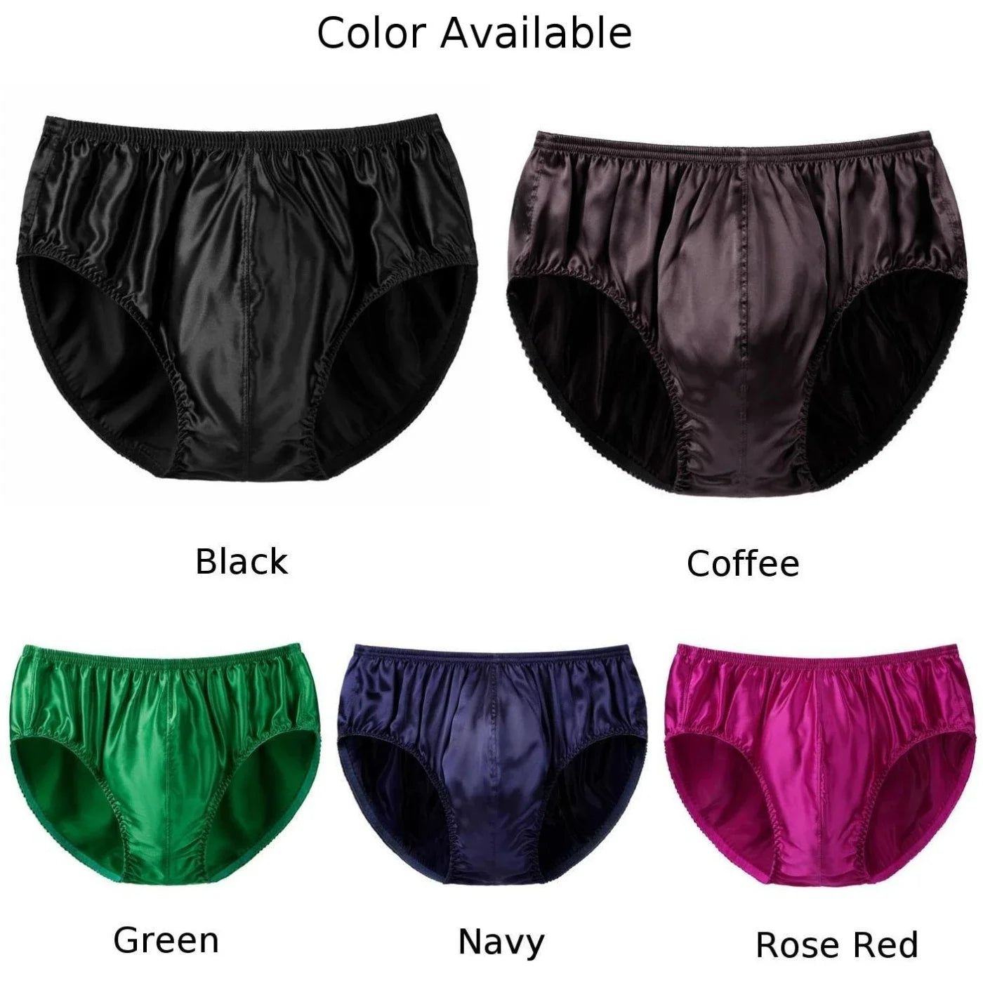 Mens Silk Underwear  Middle Waist Bikinis Glossy Bottoms Briefs Panties Lingerie U Convex Pouch Briefs Loungewear