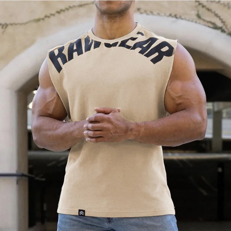 Men's Summer Cotton Tank Top Muscle Gym Fitness Workout Sleeveless Shirts O-Neck Vest Casual Sports Tops Male Trendy Breathable