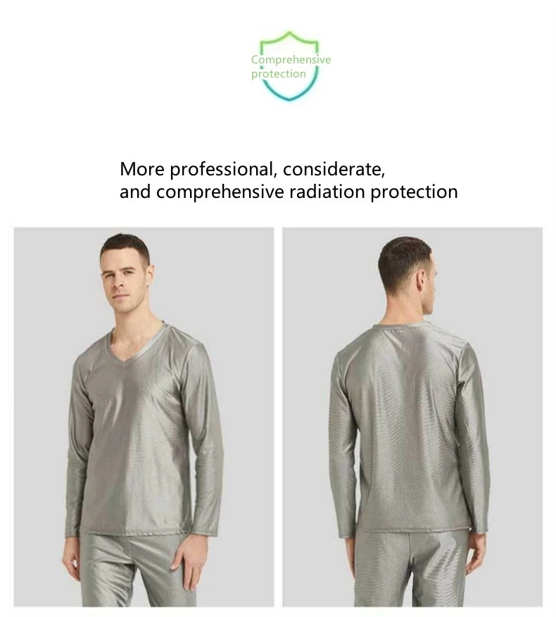 Real electromagnetic radiation protective 100% silver fiber knitted fabric long underwear EMR