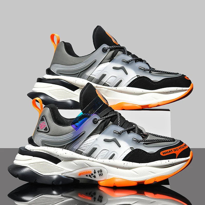 Men's Casual Lace-Up Sneakers with Breathable Air Mesh
