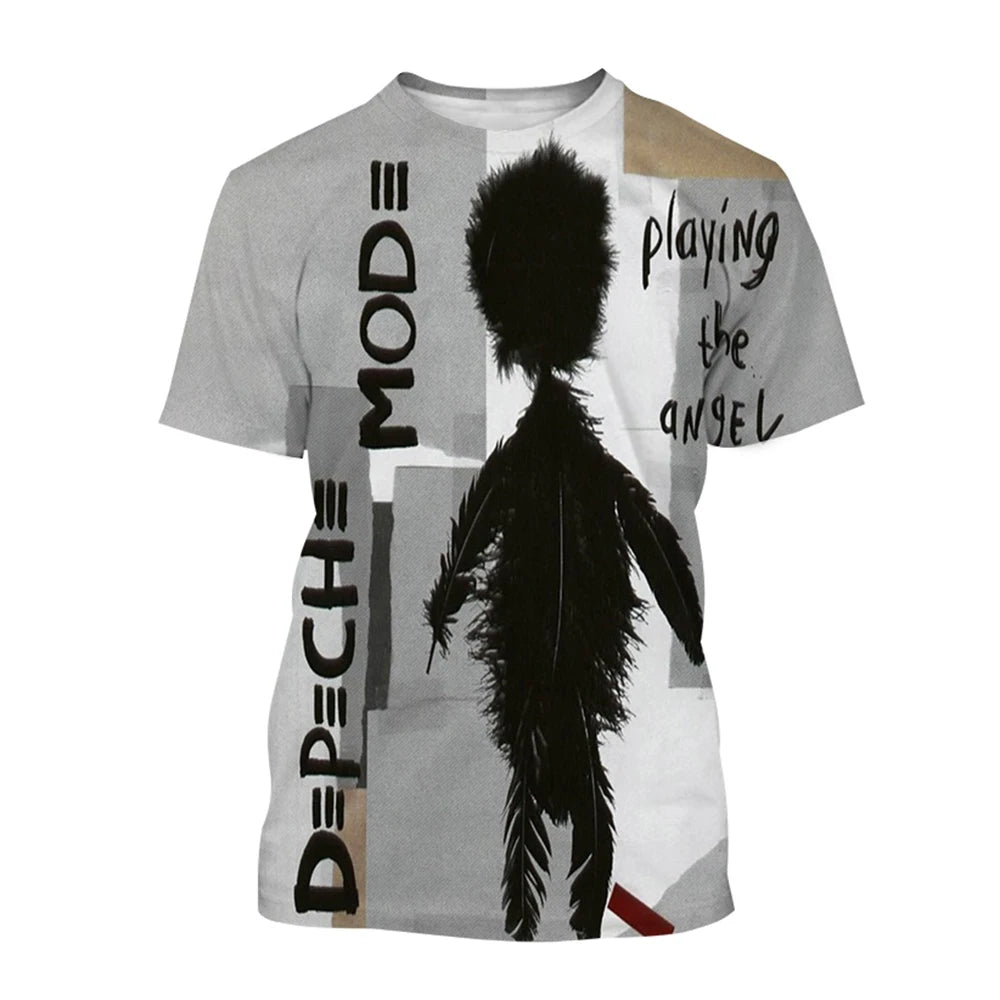 3D Printed Casual Short Sleeve T-Shirt for Men featuring Depeche Mode