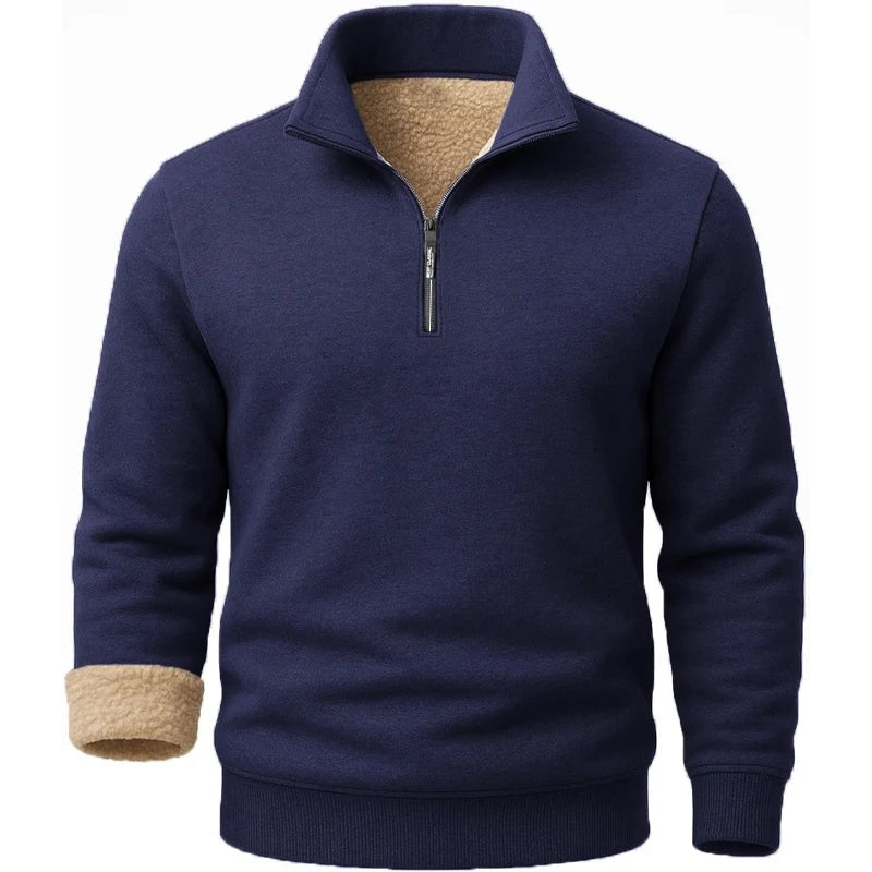 Men's Thick Pullover Sherpa T-Shirt with Zipper Closure