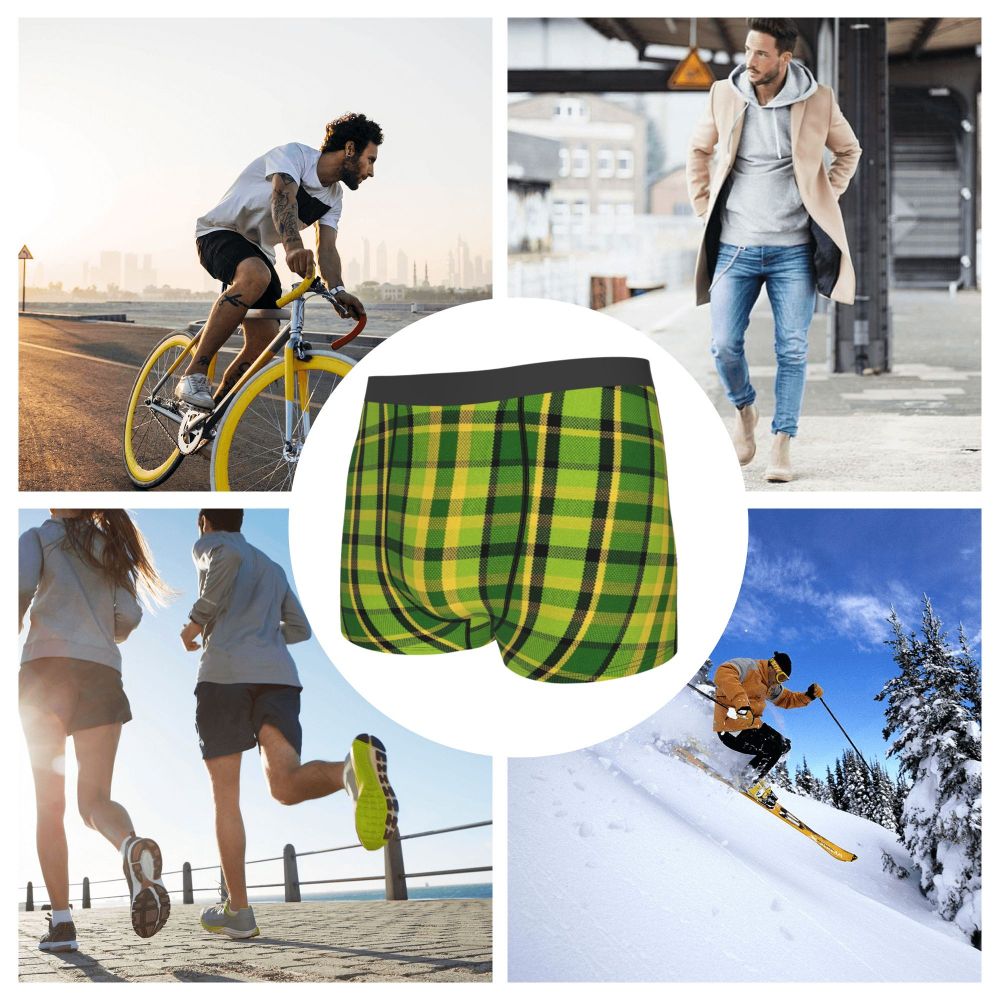 Black Watch Tartan Boxer Shorts for Men in Lycra and Polyester