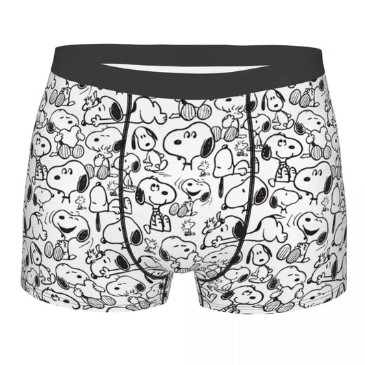 Snoopy Boxer Briefs for Men Giggle Print Polyester and Elastane