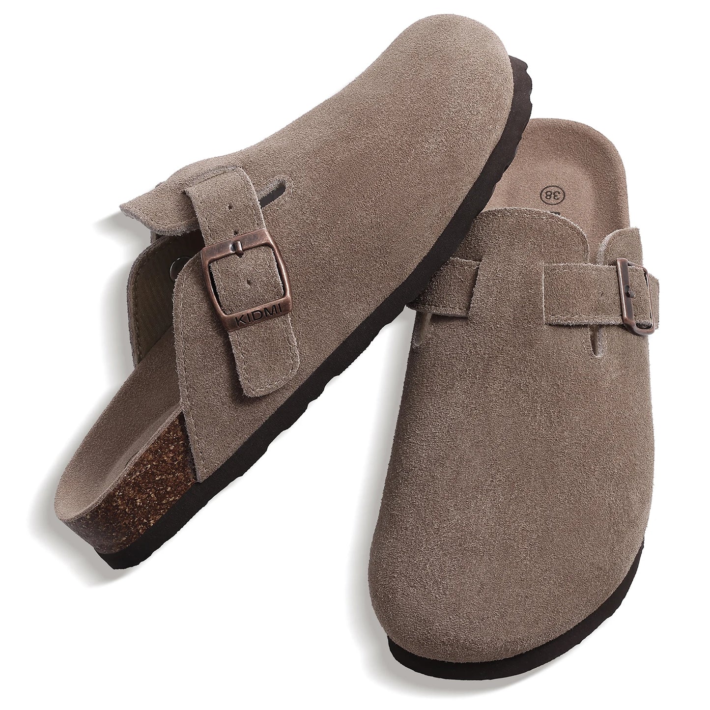 Kidmi Genuine Suede Mules with Cork Footbed for Men