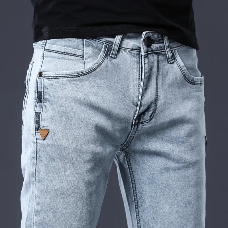 ICPANS Slim Fit Stretch Denim Jeans for Men Gray Blue