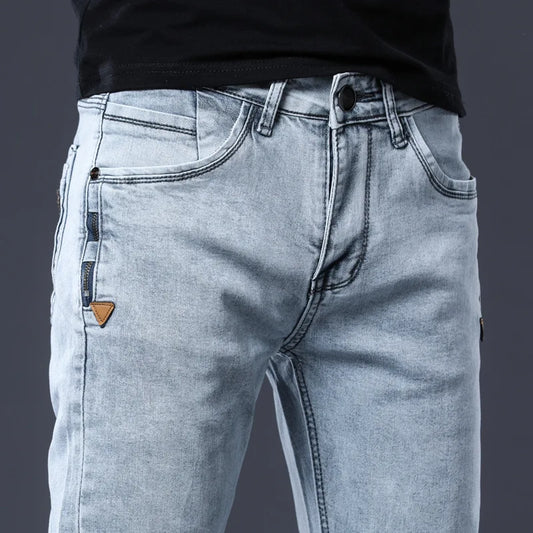 ICPANS Slim Fit Stretch Denim Jeans for Men Gray Blue