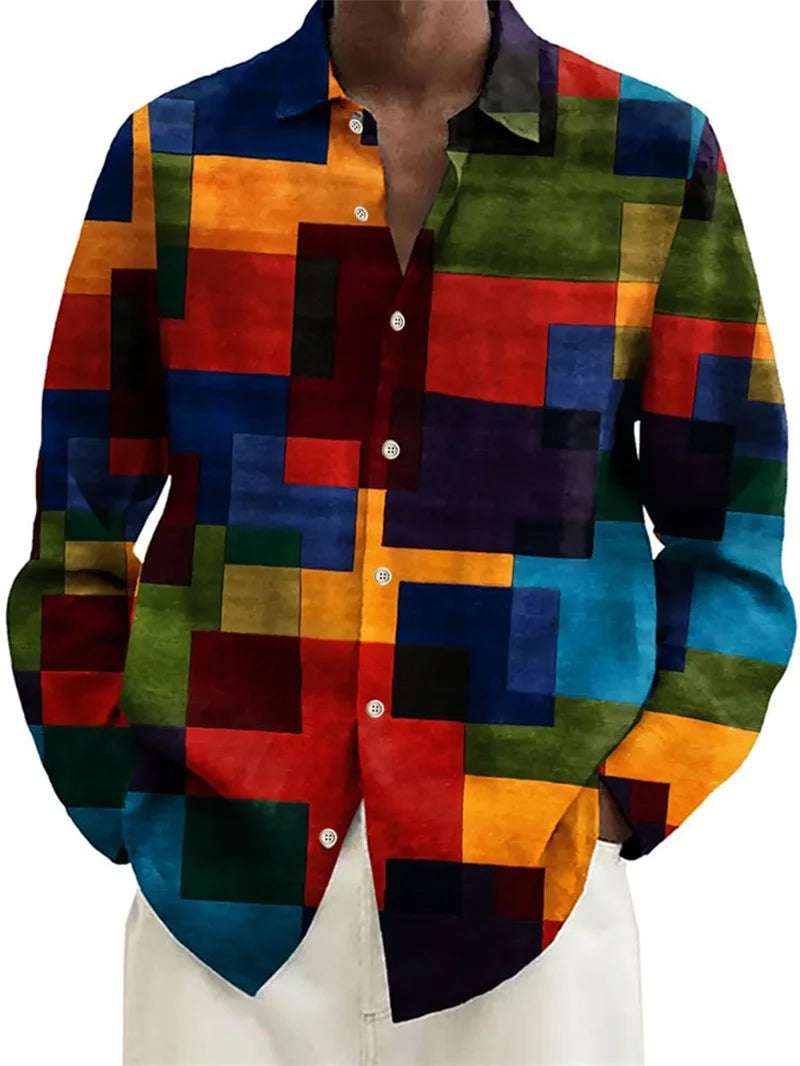 Men's Casual Long Sleeve Printed Shirt
