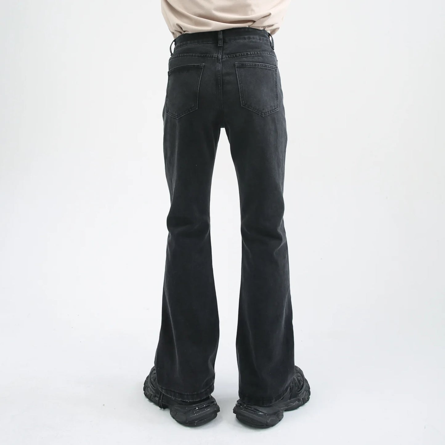 Mens Boot Cut Jeans Slim Fit Blue Black Denim Pants