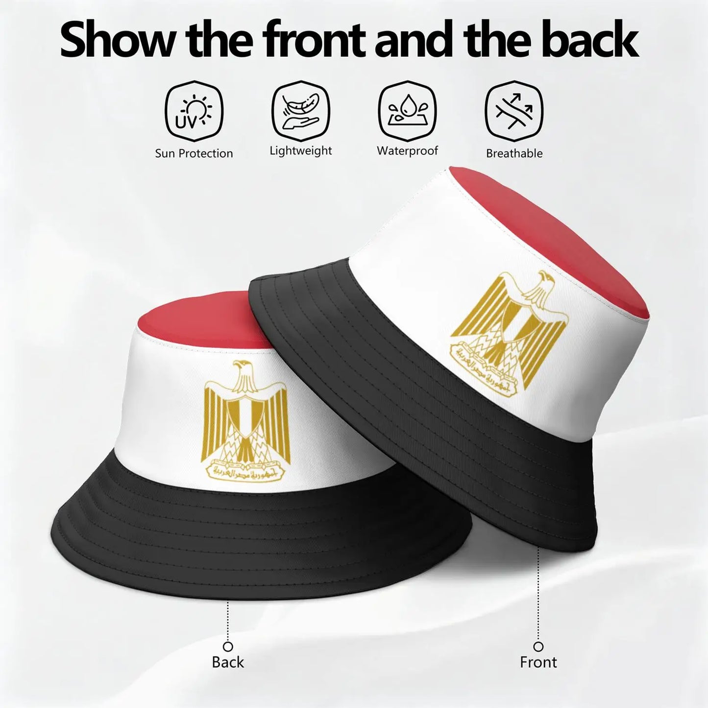 Egypt Fisherman Hats Free Custom Made Name Number Team Logo Bucket Cap Country Travel Arabic Nation Egyptian Flag Headgear