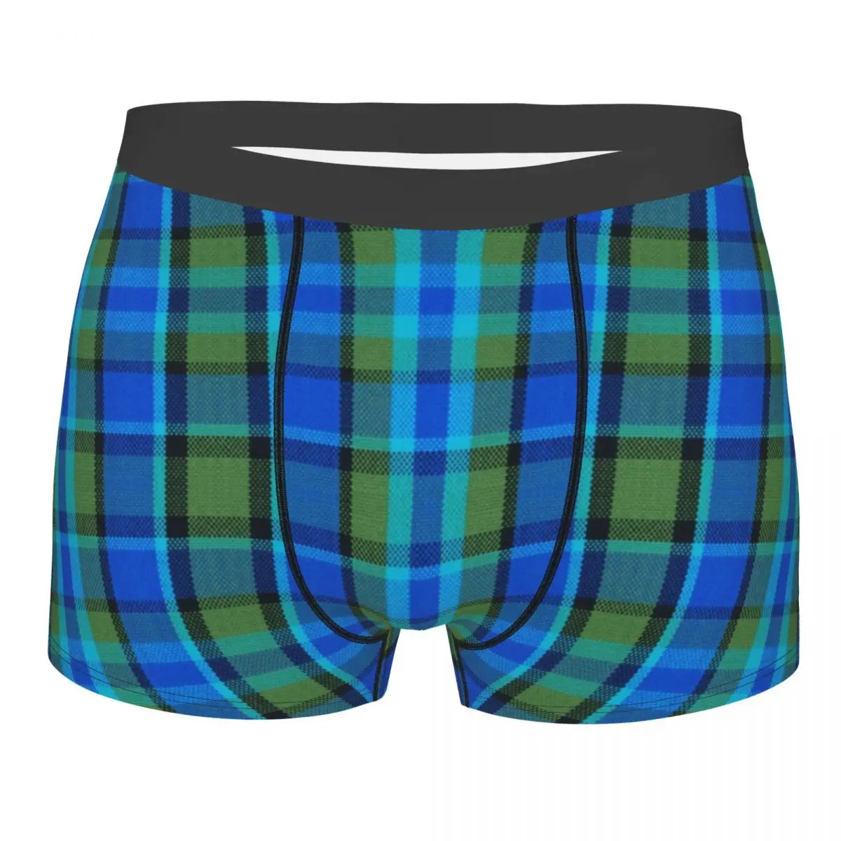 Black Watch Tartan Boxer Shorts for Men in Lycra and Polyester