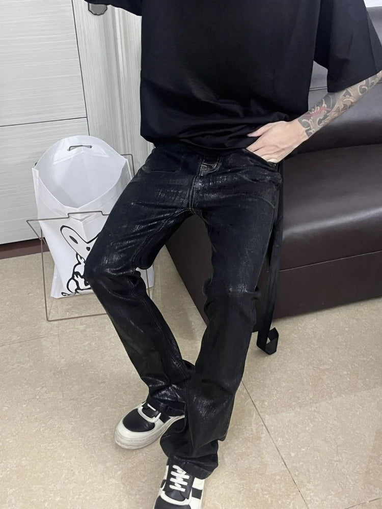 Men's High Stretch Wax Coated Denim Pants