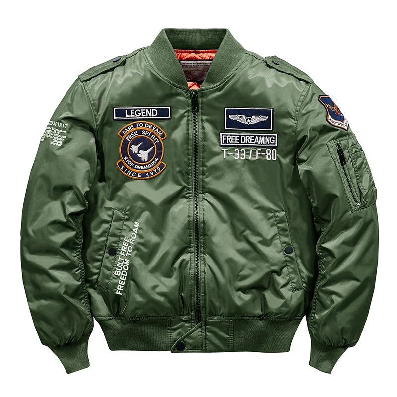 Bomber Jacket Men Thick Warm Jacket Men Military Aviator Pilot Coat