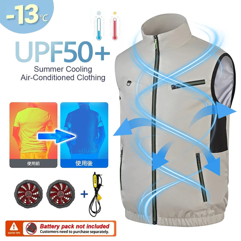 Cooling Fan Vest for Men and Women, Polyester, Unisex