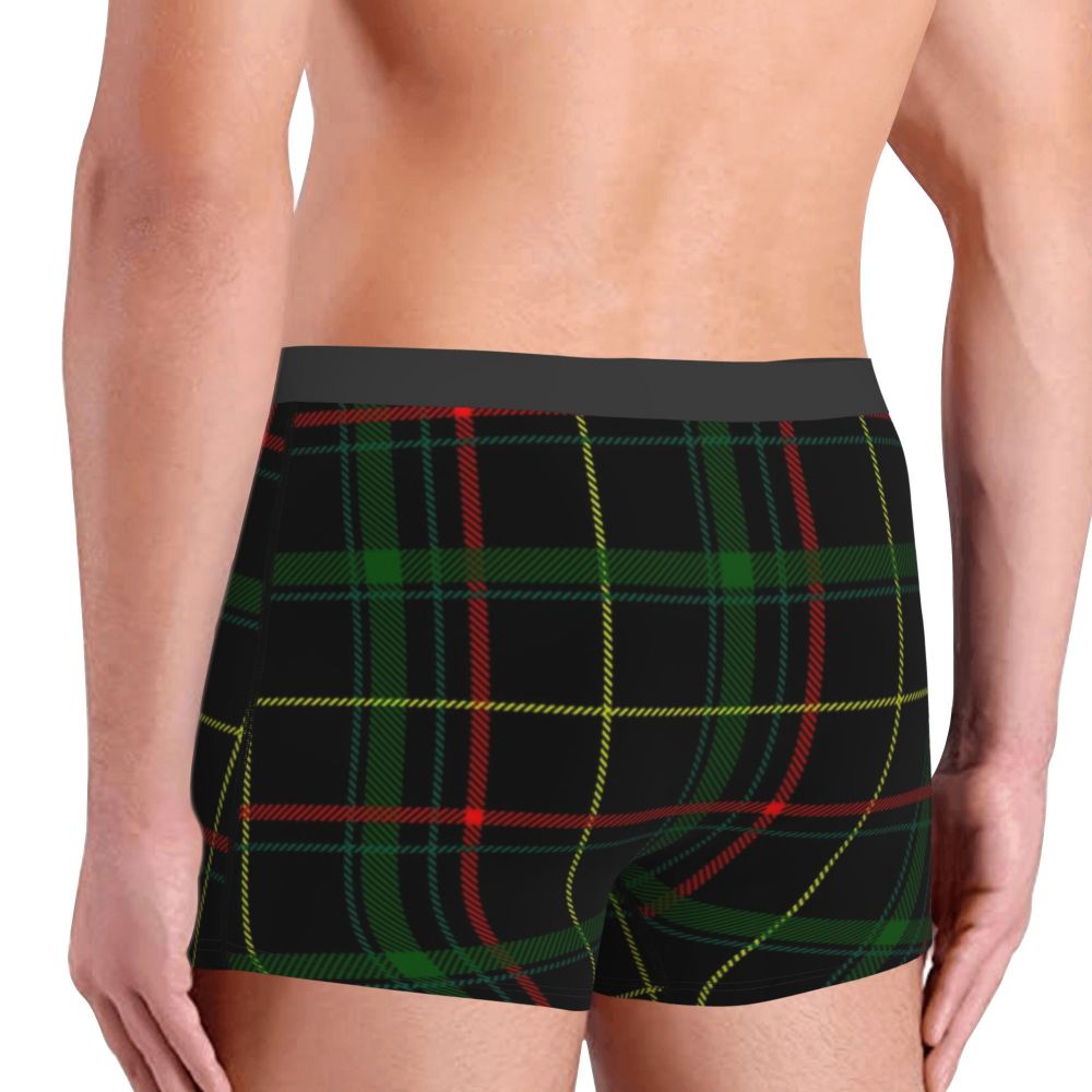 Black Watch Tartan Boxer Shorts for Men in Lycra and Polyester