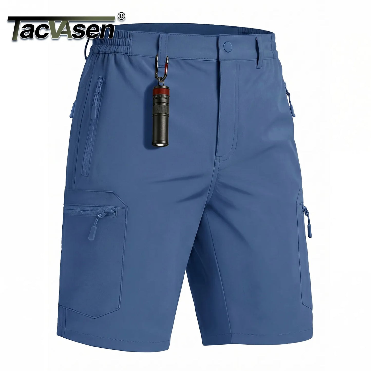 TACVASEN 5 Zipper Pockets Summer Quick Dry Cargo Shorts Mens Fishing Shorts Stretch Outdoor Hiking Nylon Work Shorts Lightweight