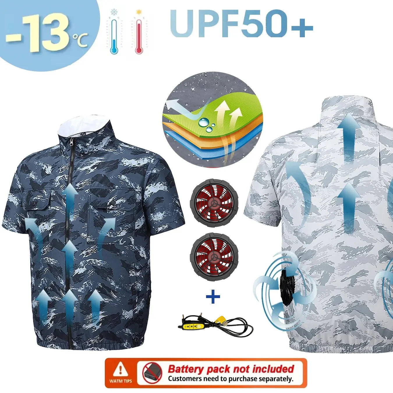 Men's Short Sleeve Cooling Jacket with USB Fan