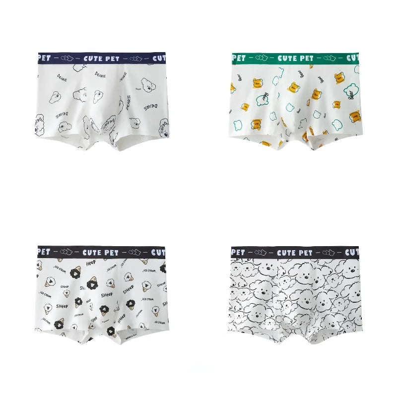 4Pack Mens + Boys Underwear Cotton Boxer Briefs Moisture Wicking