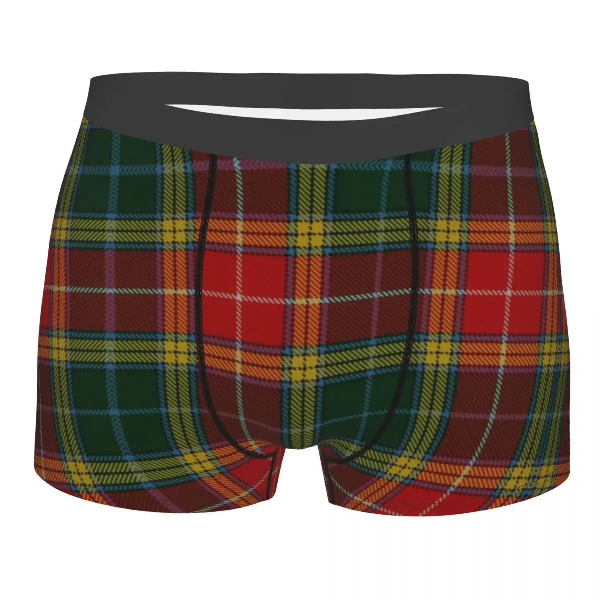 Black Watch Tartan Boxer Shorts for Men in Lycra and Polyester