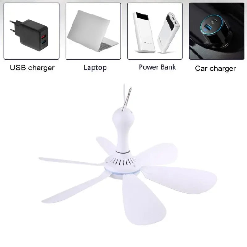 XIAOTREE USB Ceiling Fan Portable 5V Air Circulator