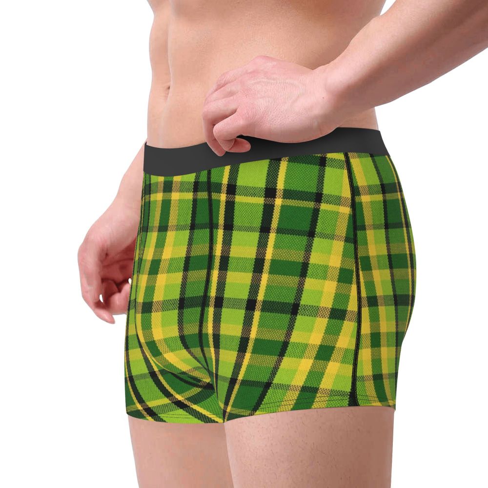 Black Watch Tartan Boxer Shorts for Men in Lycra and Polyester