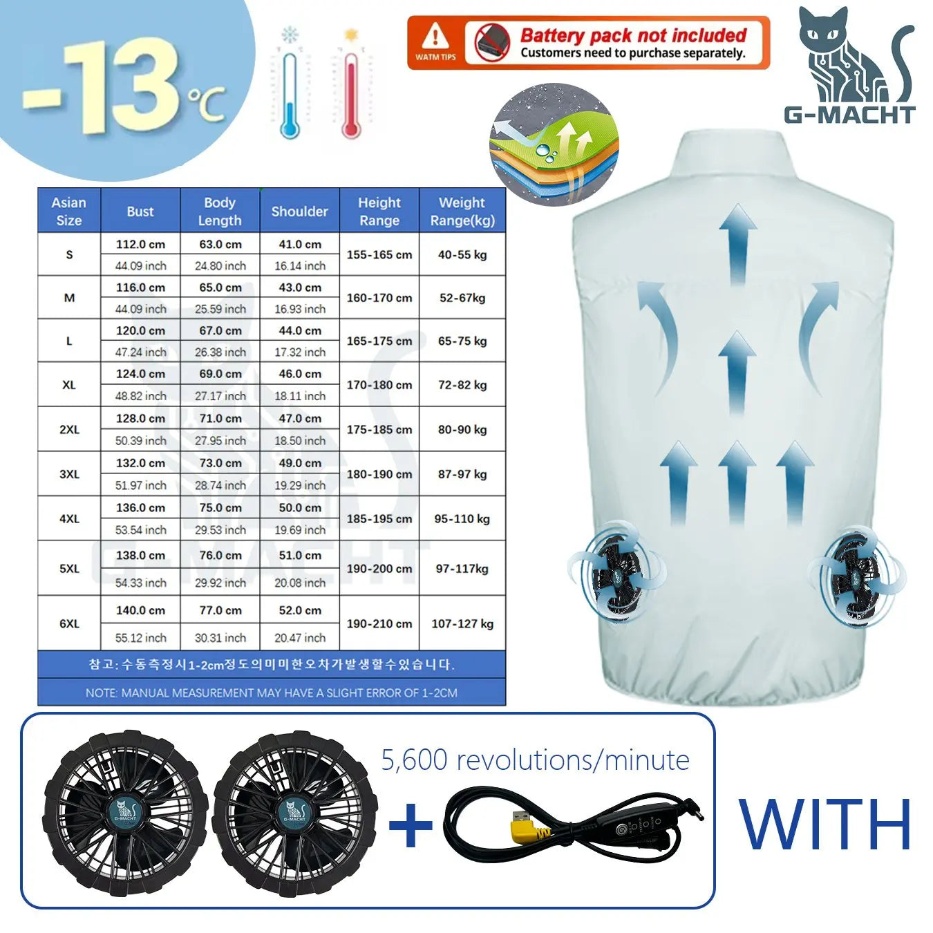 Men's Summer Cooling Vest with USB Charging Fan