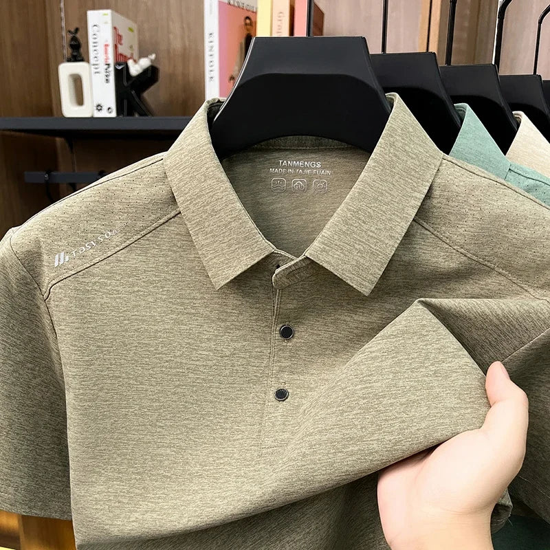 Mens Modern Polo T Shirt Short Sleeve Slim Fit Design Tops Suitable For Business Casual And Daily Wear