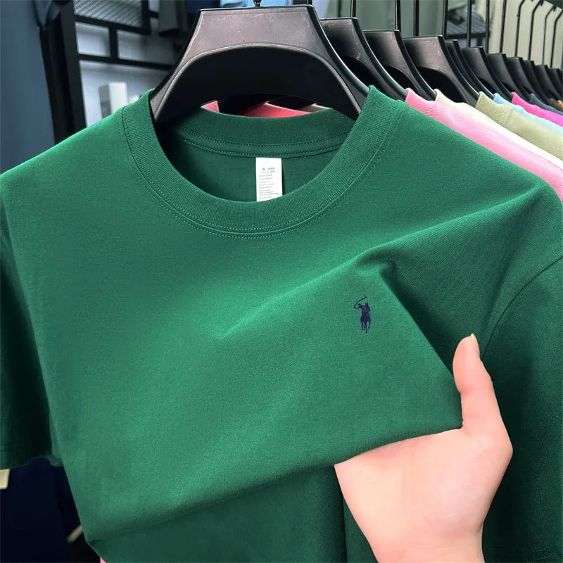 Men's T-shirt, cotton round neck short sleeve, summer item, exquisite ponytail print breathable top T-shirt