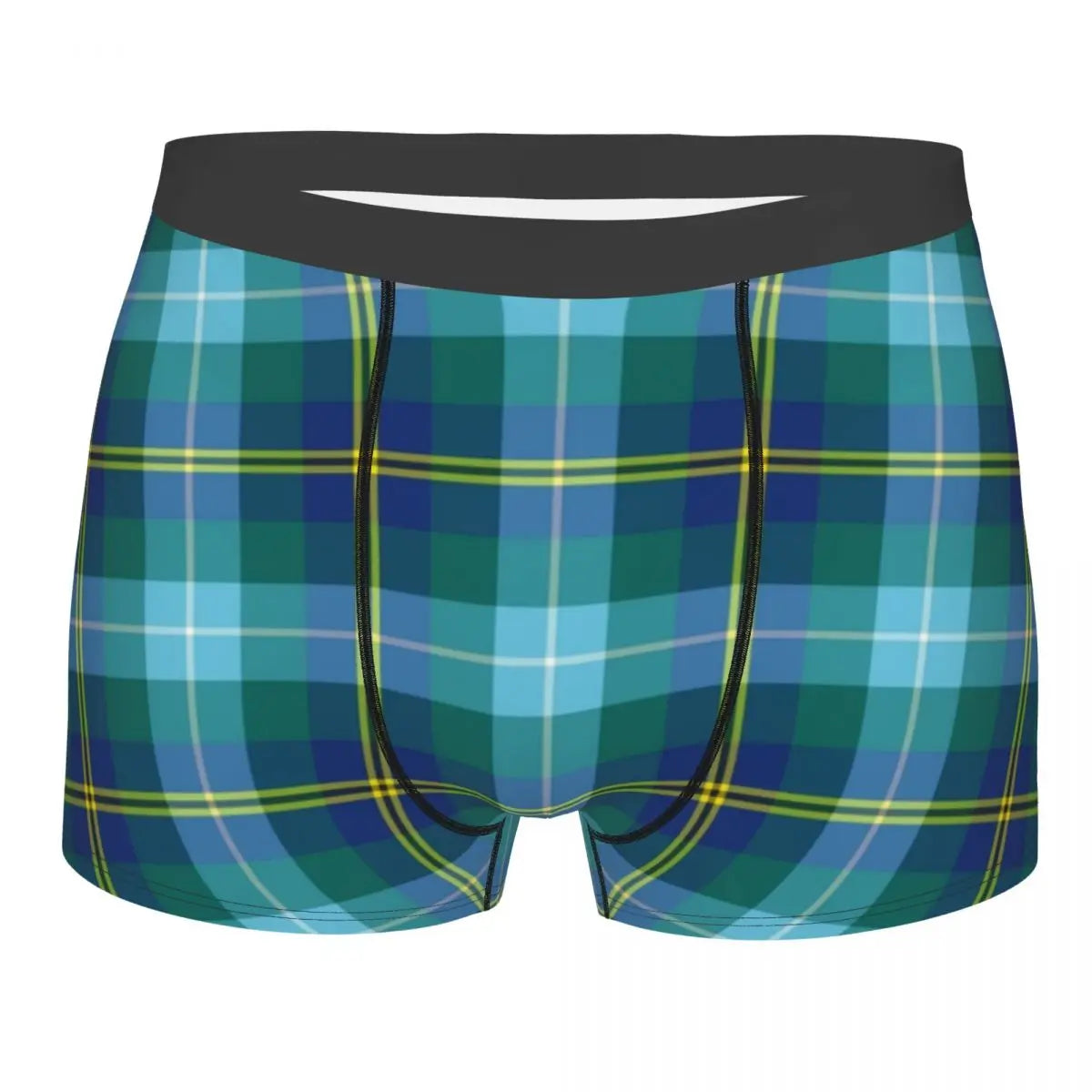 Black Watch Tartan Boxer Shorts for Men in Lycra and Polyester