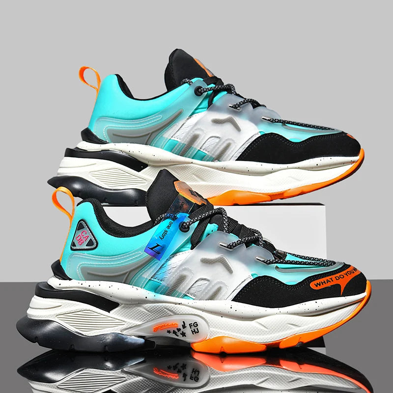 Men's Casual Lace-Up Sneakers with Breathable Air Mesh