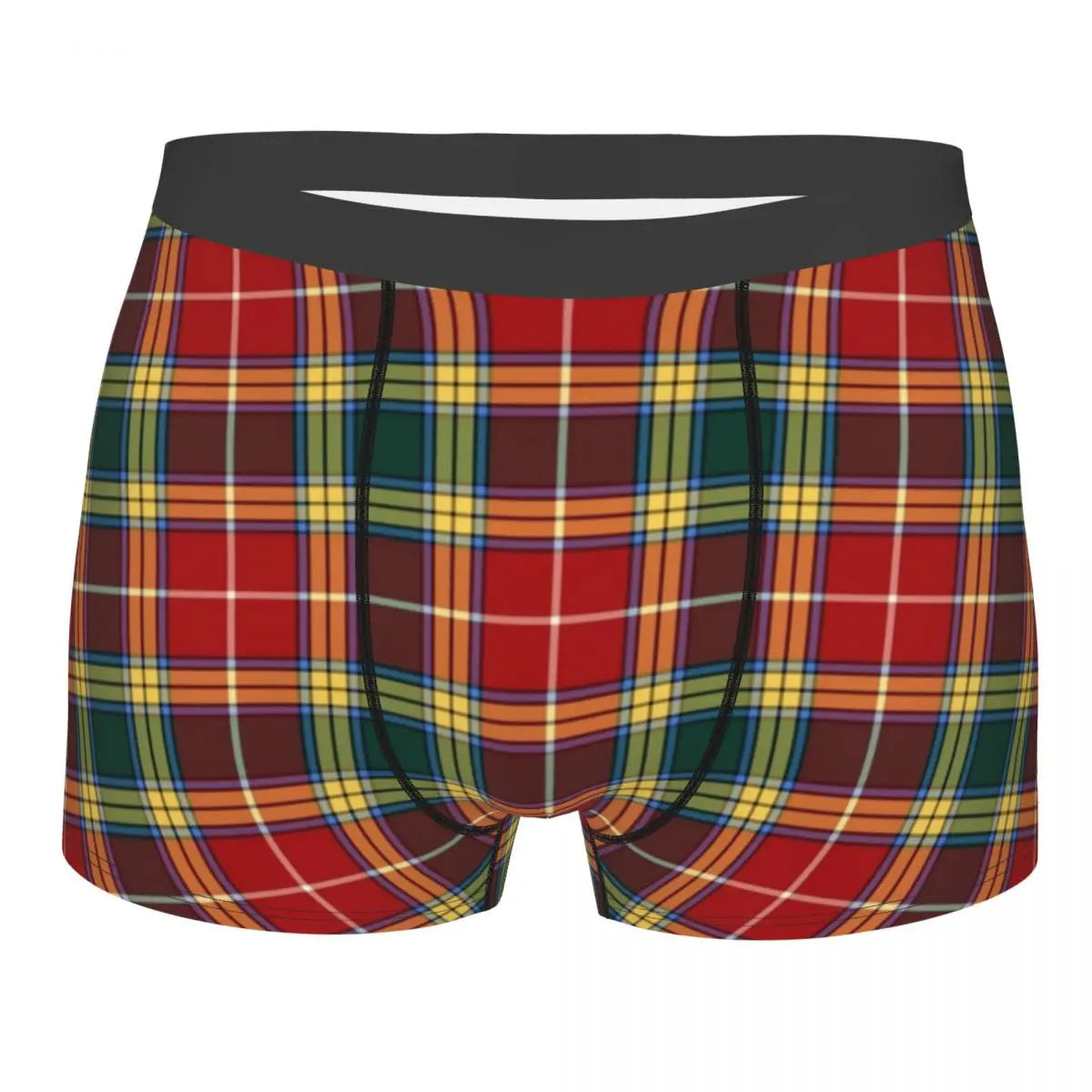 Black Watch Tartan Boxer Shorts for Men in Lycra and Polyester