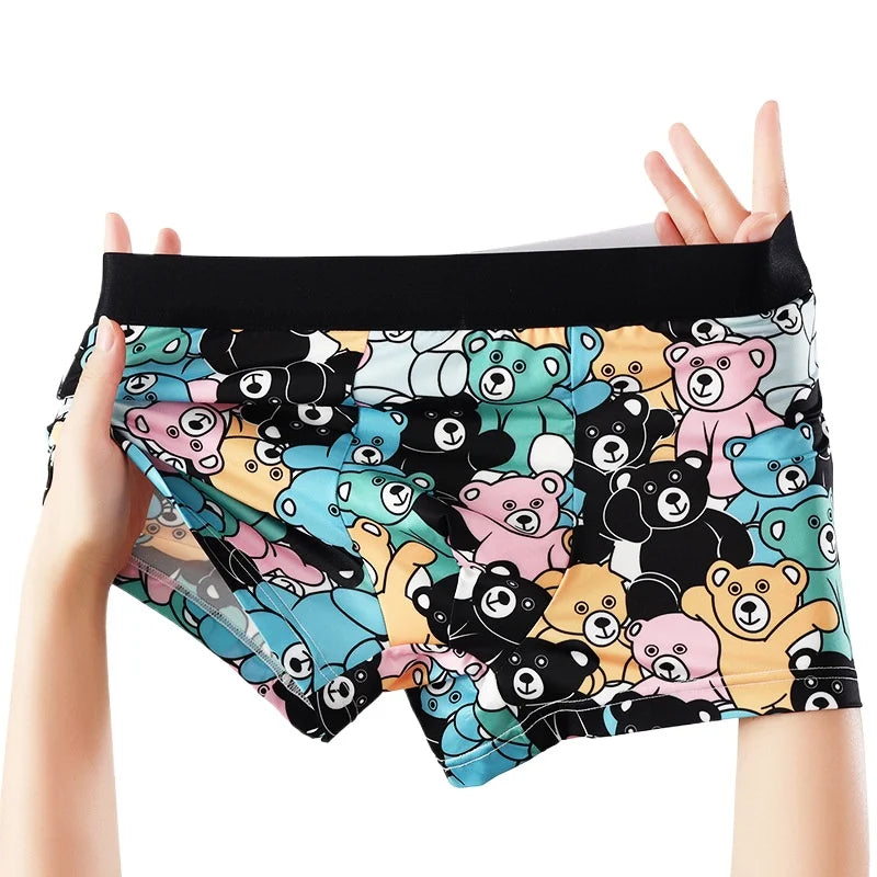 Men's Printed Ice Silk Boxer Shorts by SUGOIDAN