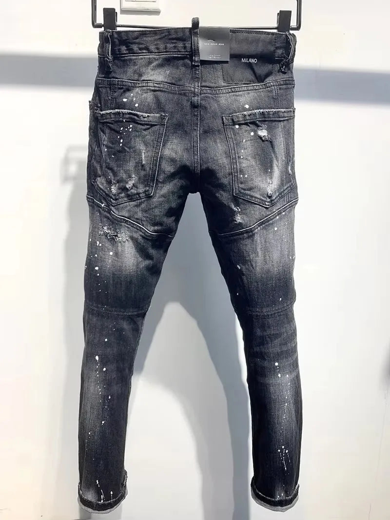 Men's Black Slim Fit Jeans in Cotton