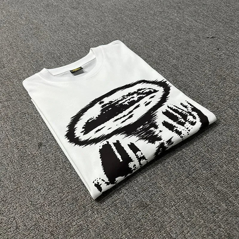 Men's printed T-shirt street fashion clothing avant-garde style retro oversized design men's and women's comfortable top