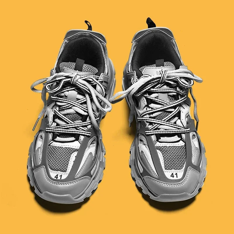 HUISONG Lace-Up Casual Sneakers for Men