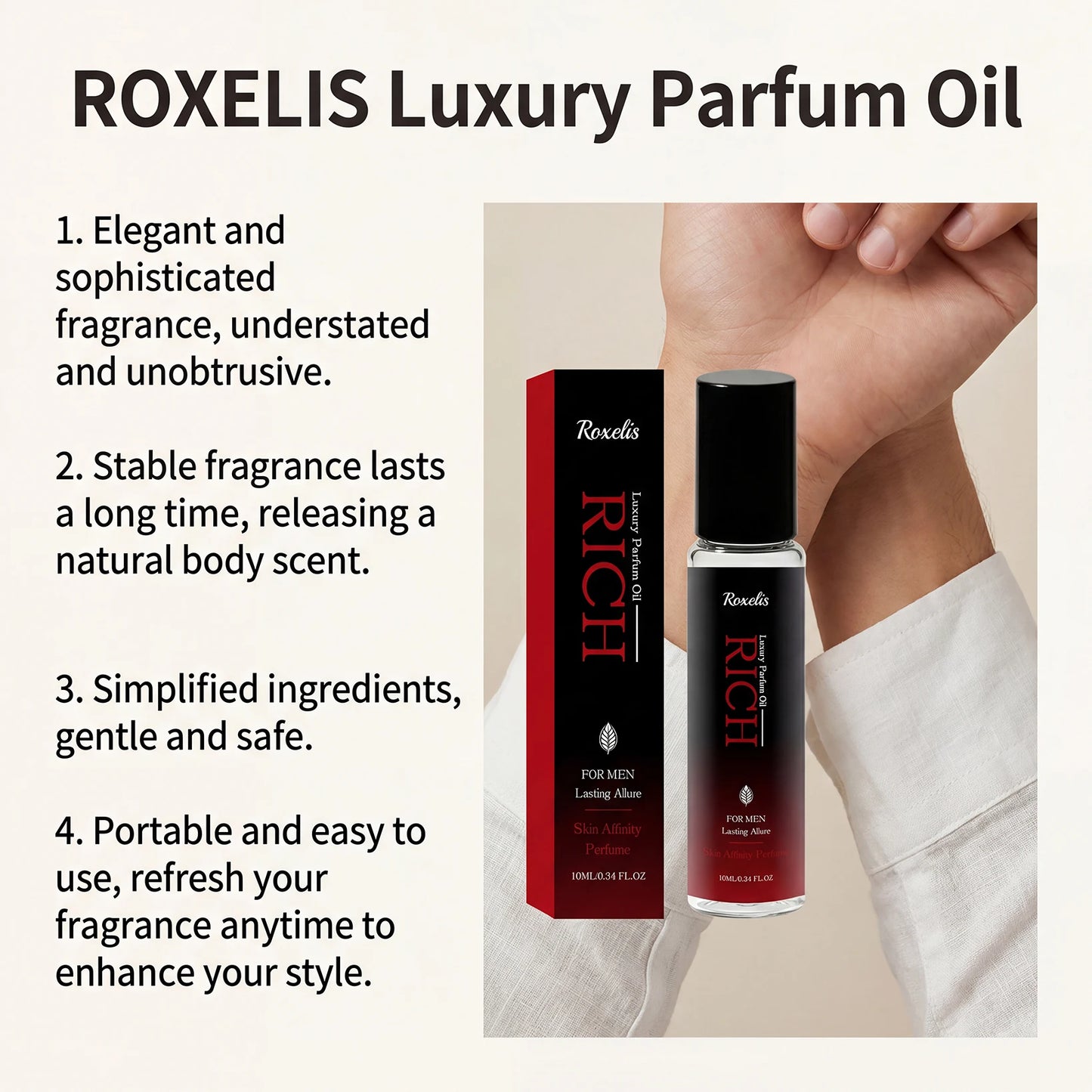 Roxelis 10ml Alcohol Free Glamour Cologne for Men