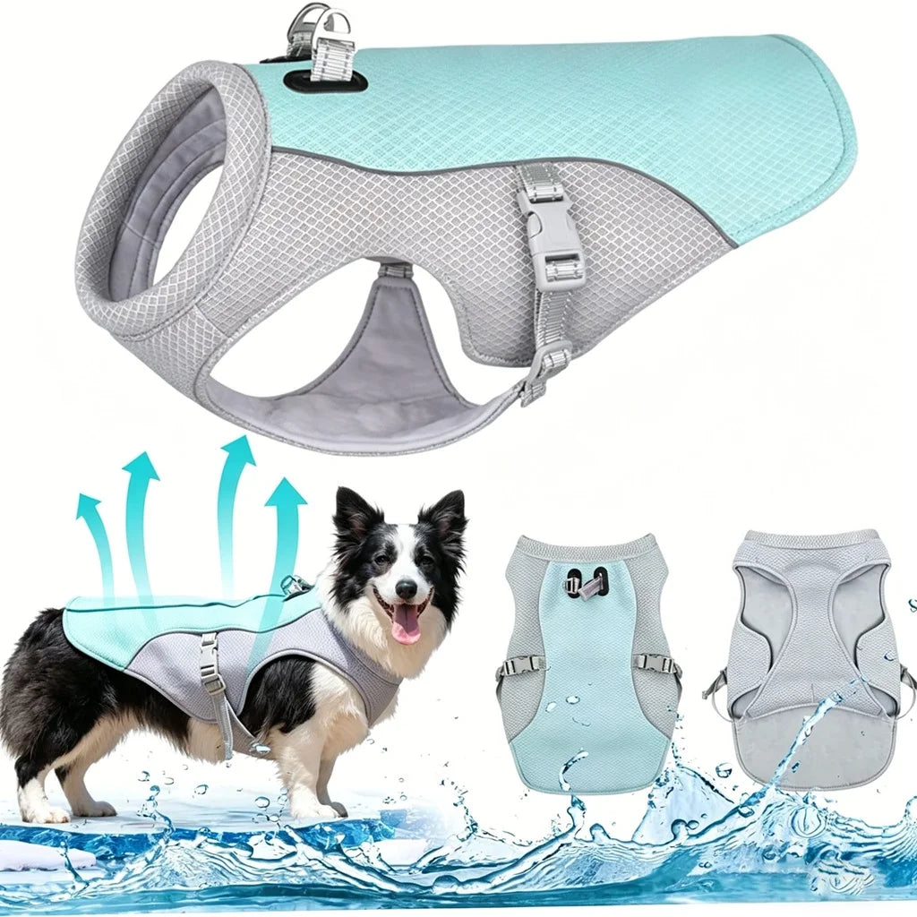 Summer Dog Cooling Vest Breathable Polyester for Outdoor Use