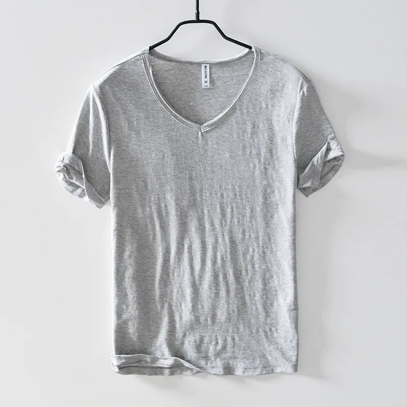 New Mens T Shirt Pure Color V Collar Short Sleeved Tops Tees Men T-Shirt 10colors slim Man T-Shirts Fitness For Male Clothes